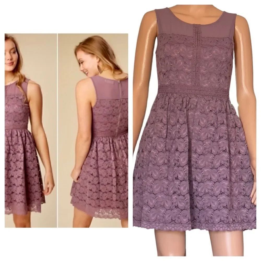 altar’d state Purple Mauve Lace Sleeveless Dress SMALL